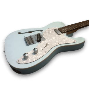 Custom Made Two Tone Tele Thinline Style Daphne Blue Electric Guitar - Image 3