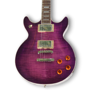 Custom Made Double Cut Style Purple Flame Maple Top 6 Strings Electric Guitar - Image 2