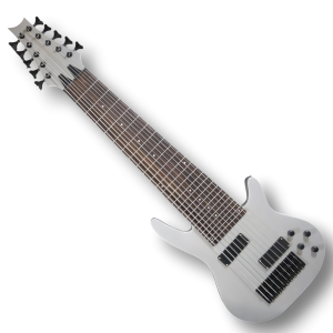 Custom Made Metallic Silver 10 Strings Electric Bass
