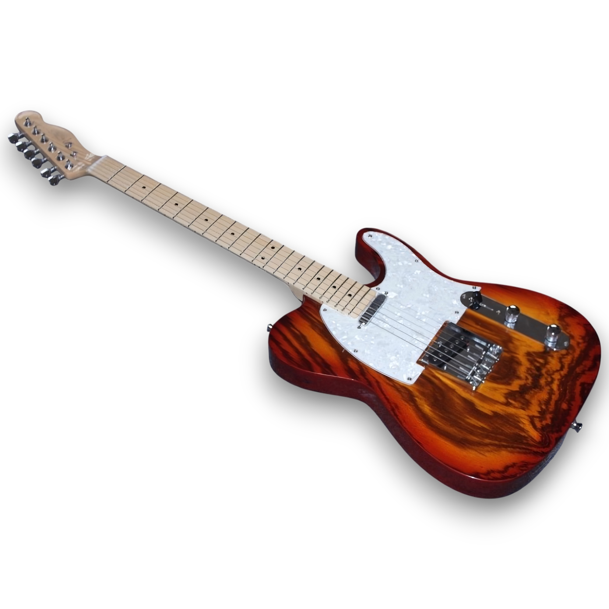 Custom Made Deluxe Natural Wood Finish Tele Style Electric Guitar - Image 2