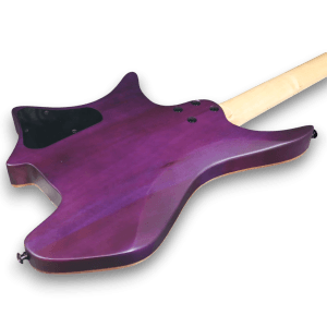 Custom Made Purple Headless Flame Maple Top Style Electric Guitar - Image 4