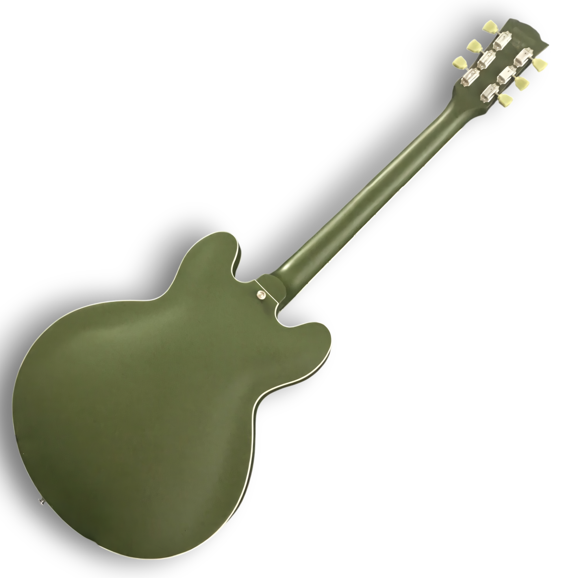 Custom Made 335 Style F-Holes Chris Cornell Satin Olive Drab Green Electric Guitar - Image 4