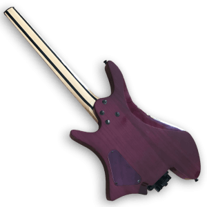 Custom Made Headless Flame Maple Top Dark Purple Style Electric Guitar - Image 4
