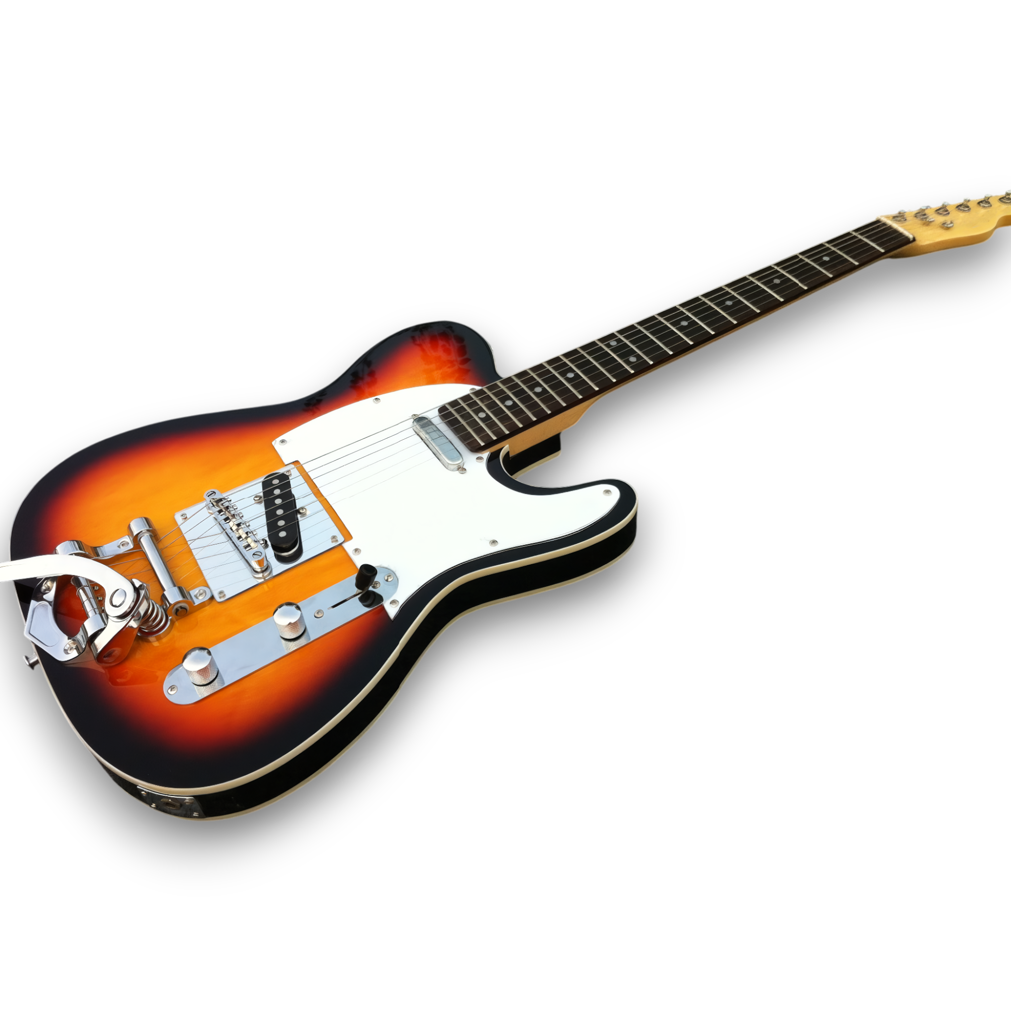 Custom Made 60'S Tele Style 3 Tone Sunburst Electric Guitar - Image 2