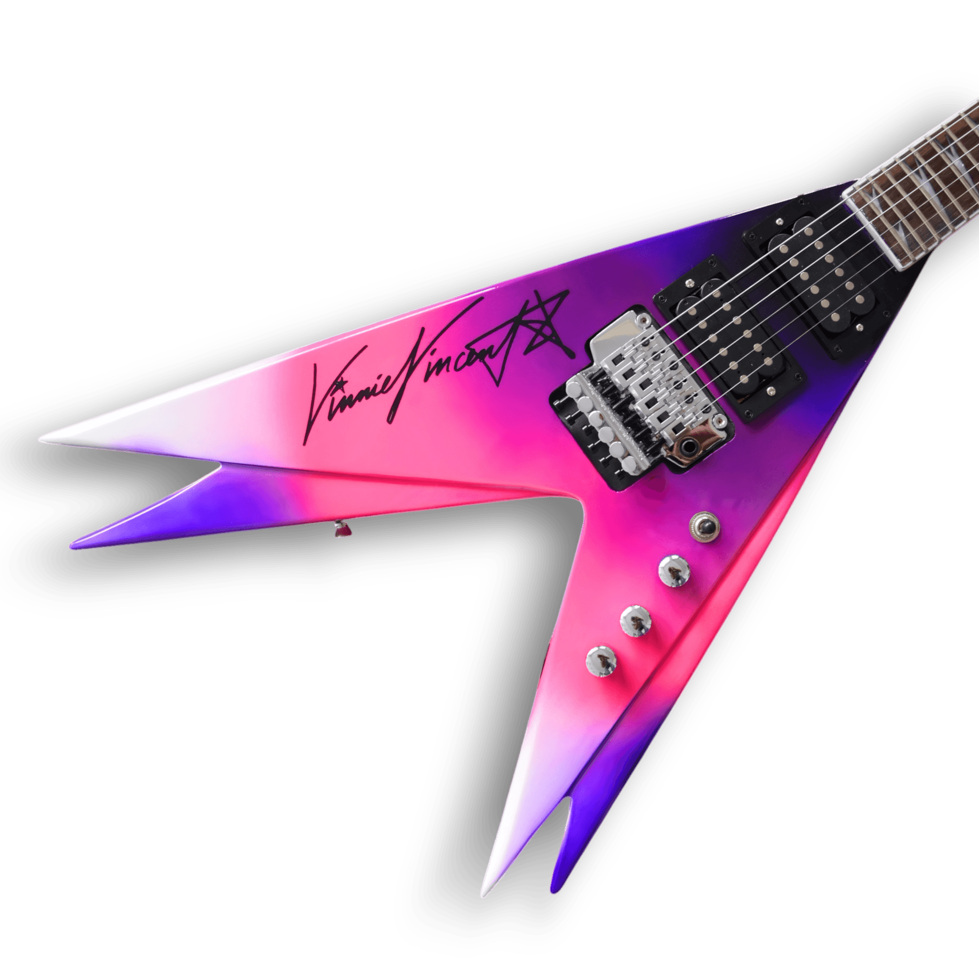 Custom Made Double Flying V Style Purple Vinnie Vincent 6 Strings Electric Guitar - Image 3