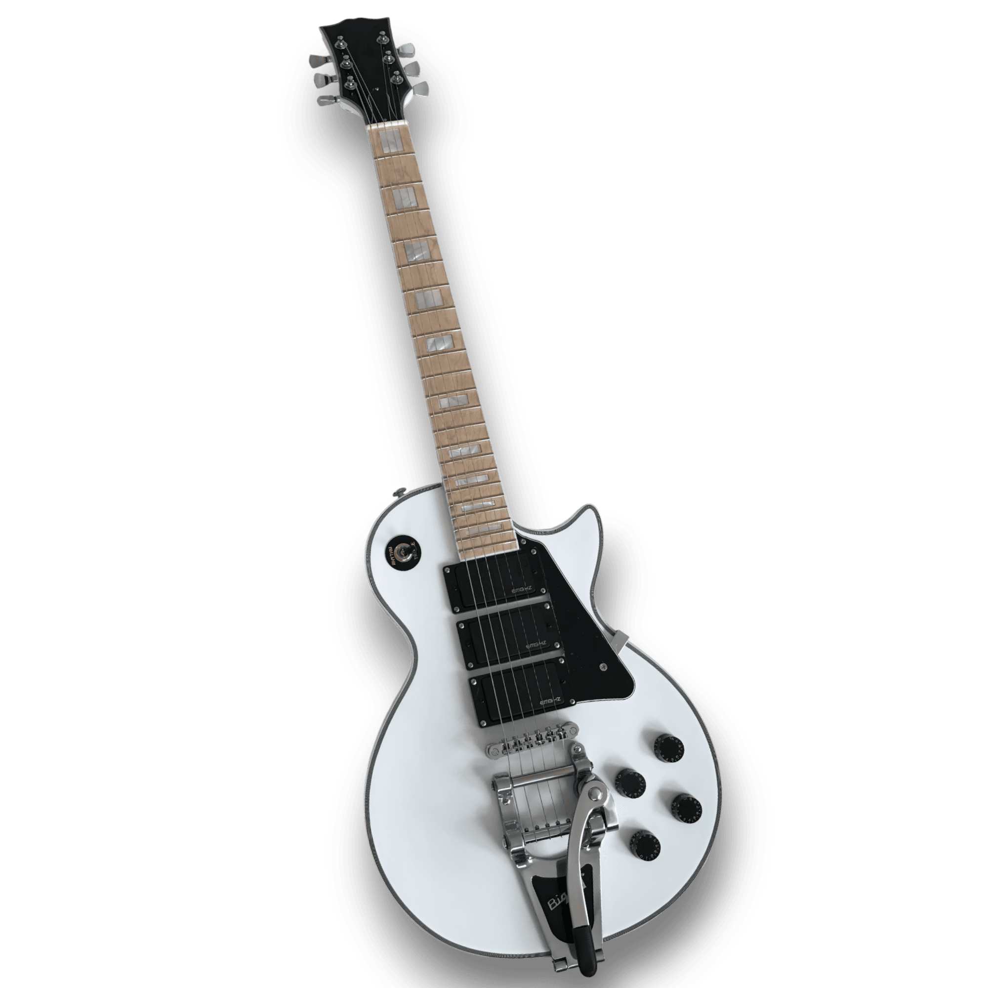 Custom Made Polaris White LP Style with Tremolo 6 Strings Electric Guitar - Image 2