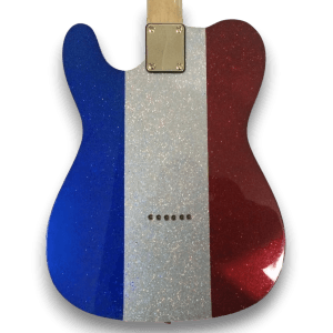 Custom Made Red Silver and Blue Sparkle Buck Owens Tele Style Sparkle 6 Strings Electric Guitar - Image 5