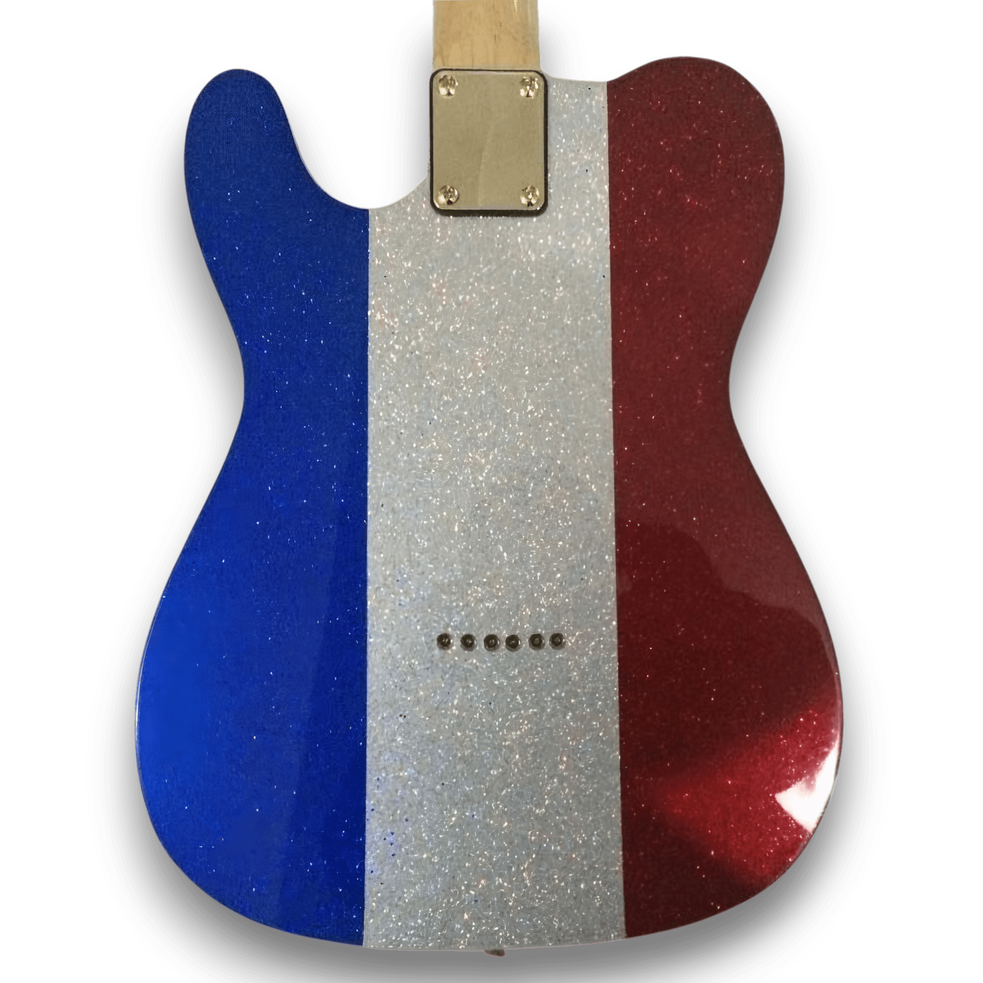 Custom Made Red Silver and Blue Sparkle Buck Owens Tele Style Sparkle 6 Strings Electric Guitar - Image 5