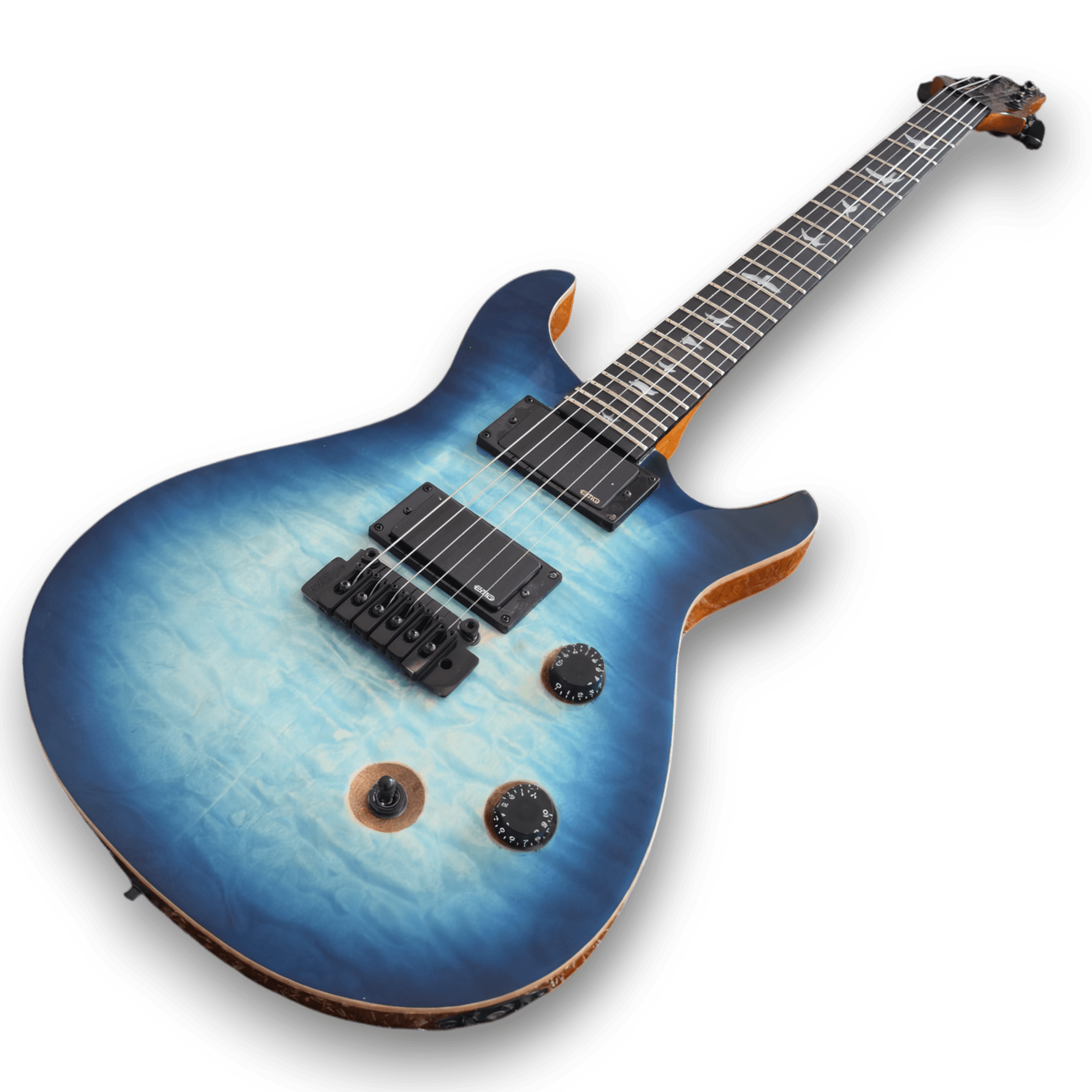 Custom Made Quilted Maple Top Blue Burst 6 Strings Electric Guitar - Image 3
