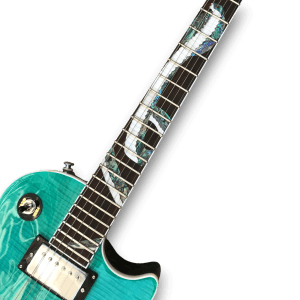 Custom Made Seafoam Slash Snakepit LP Style Flame Maple Top Snake Fretboard Inlay Electric Guitar - Image 3