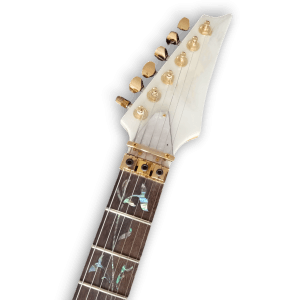 Custom Made Steve Vai Style Tree of Life Inlay White Electric Guitar - Image 4