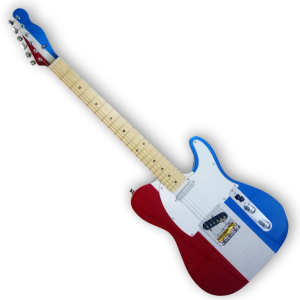 Custom Made Blue Red Silver Sparkle Buck Owens Tele Style 6 Strings Electric Guitar