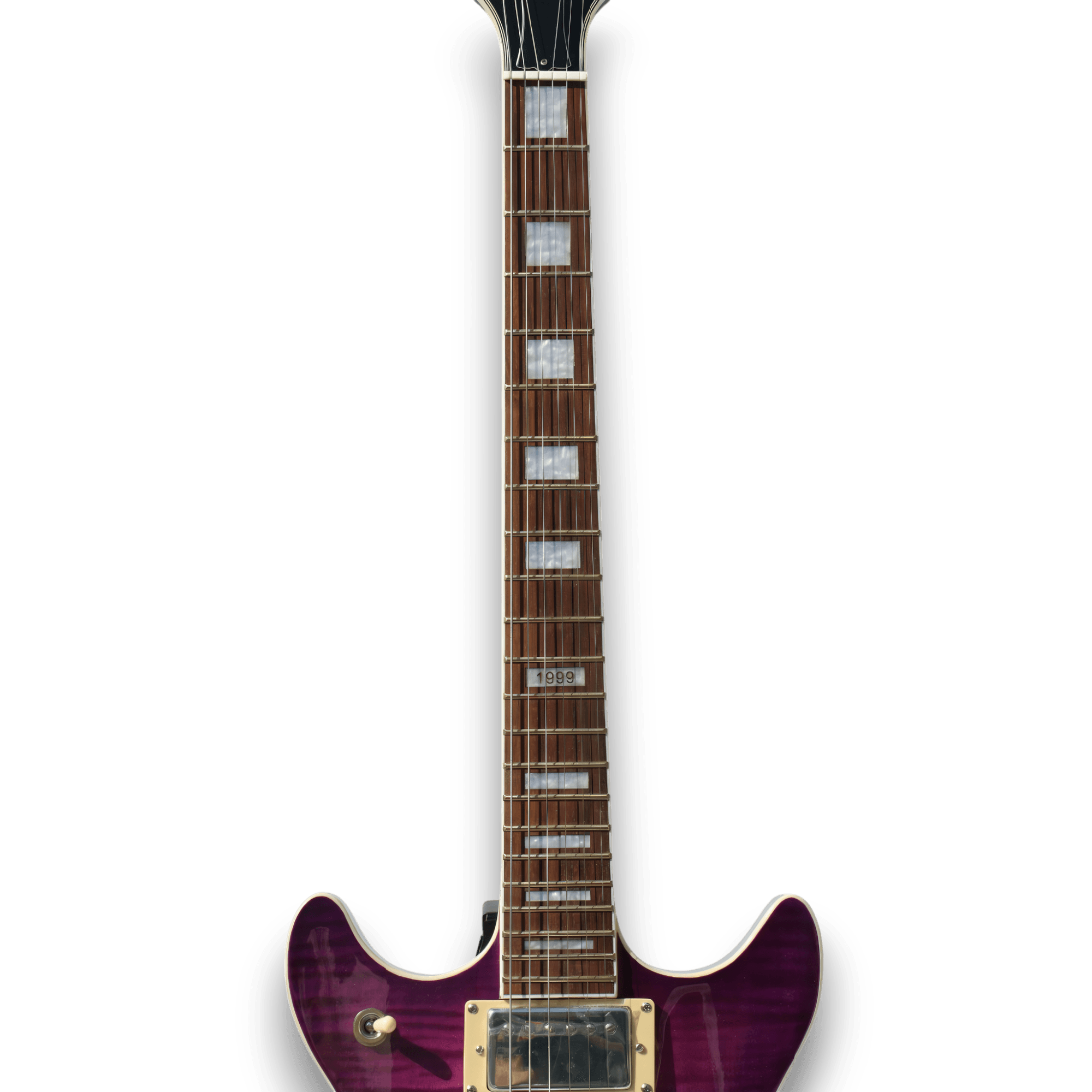 Custom Made Double Cut Style Purple Flame Maple Top 6 Strings Electric Guitar - Image 3