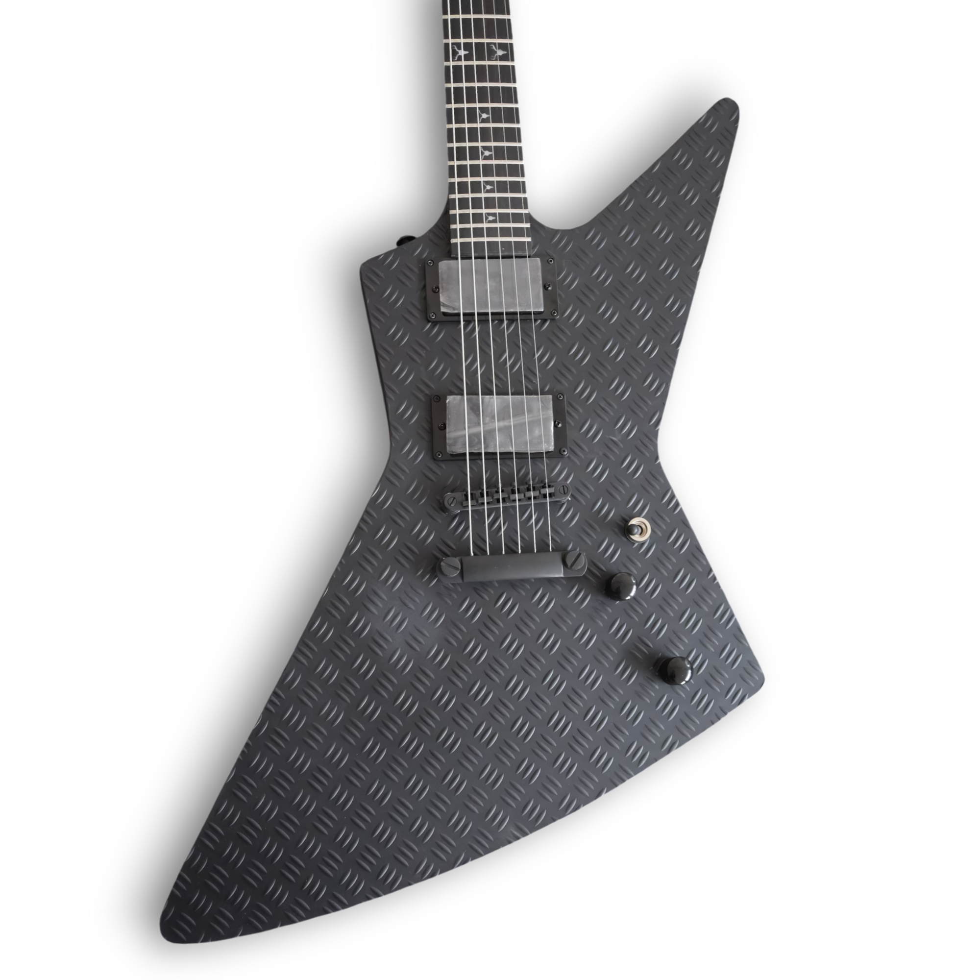 Custom Made Explorer James Hetfield Style Black Diamond Plate Electric Guitar - Image 2