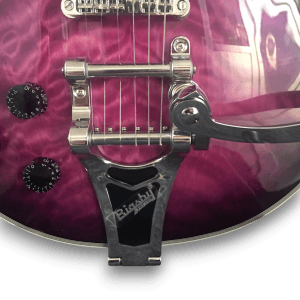 Custom Made Left Handed LP Style Purple Burst Quilted Maple Top Electric Guitar - Image 4