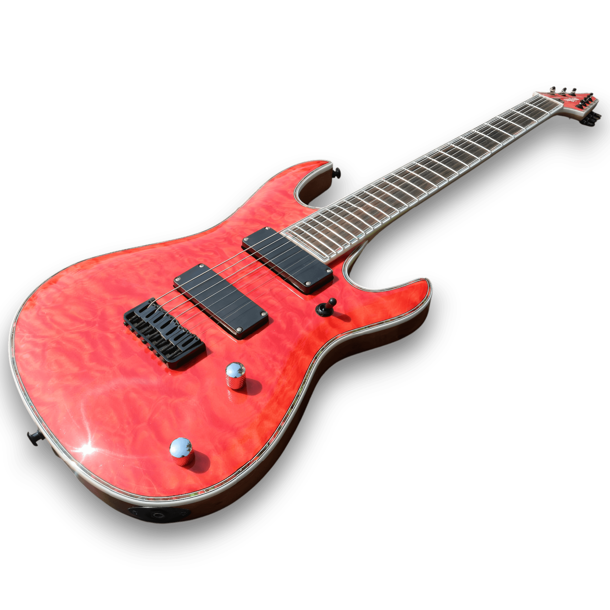 Custom Made Pink Quilted Maple Top 6 Strings Electric Guitar - Image 2