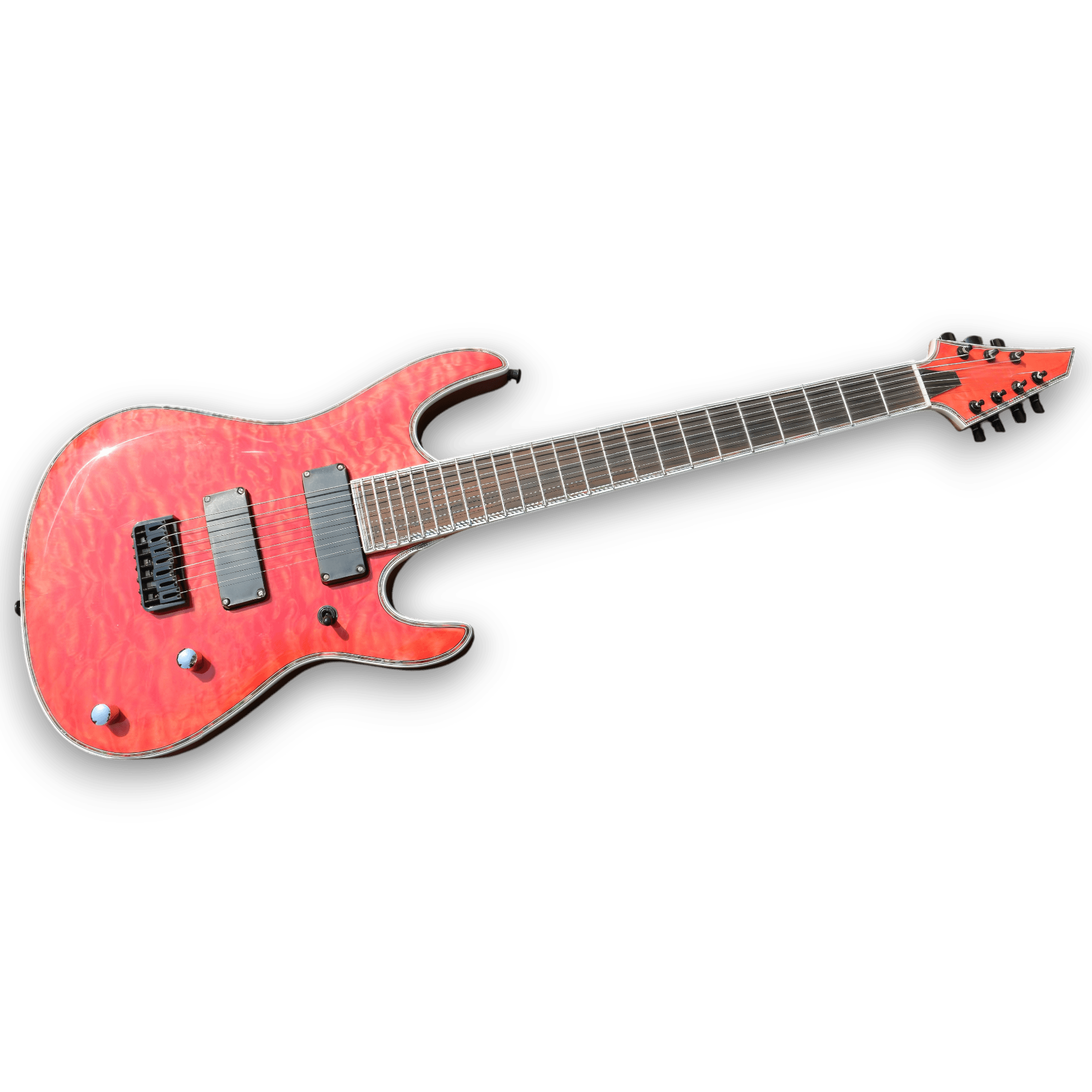 Custom Made Pink Quilted Maple Top 6 Strings Electric Guitar - Image 3