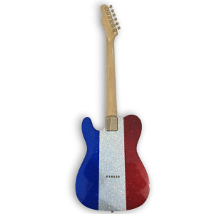 Custom Made Red Silver and Blue Sparkle Buck Owens Tele Style Sparkle 6 Strings Electric Guitar - Image 4