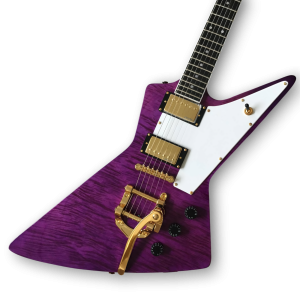 Custom Made Purple Flame Maple Top Explorer Style 6 Strings Electric Guitar