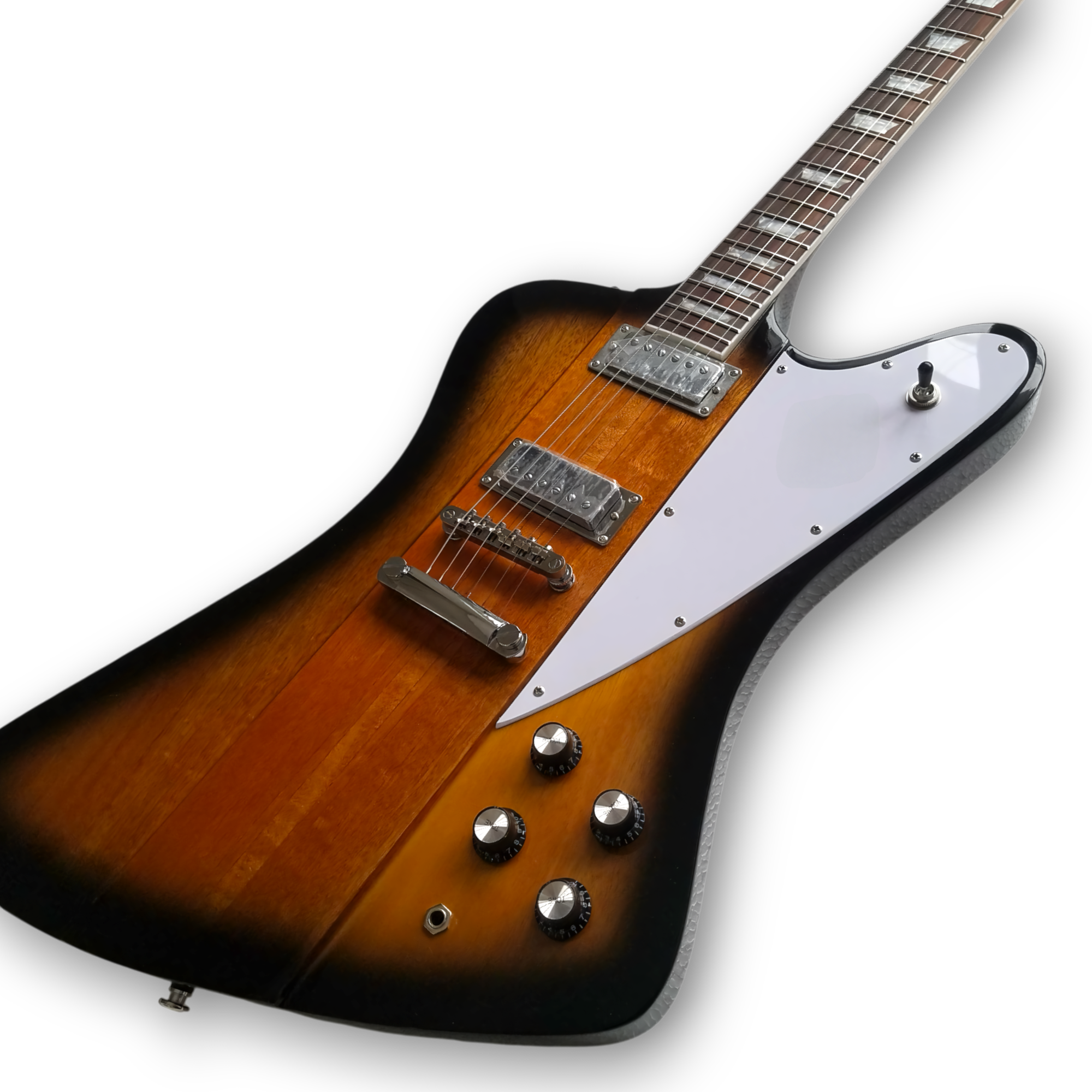 Custom Made Firebird Platypus Style Tobacco Sunburst Flame Maple Top Electric Guitar - Image 3