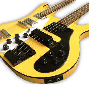Custom Made Double Neck Yellow 4080 Style 4 Strings Bass & 6 Strings Electric Guitar - Image 2