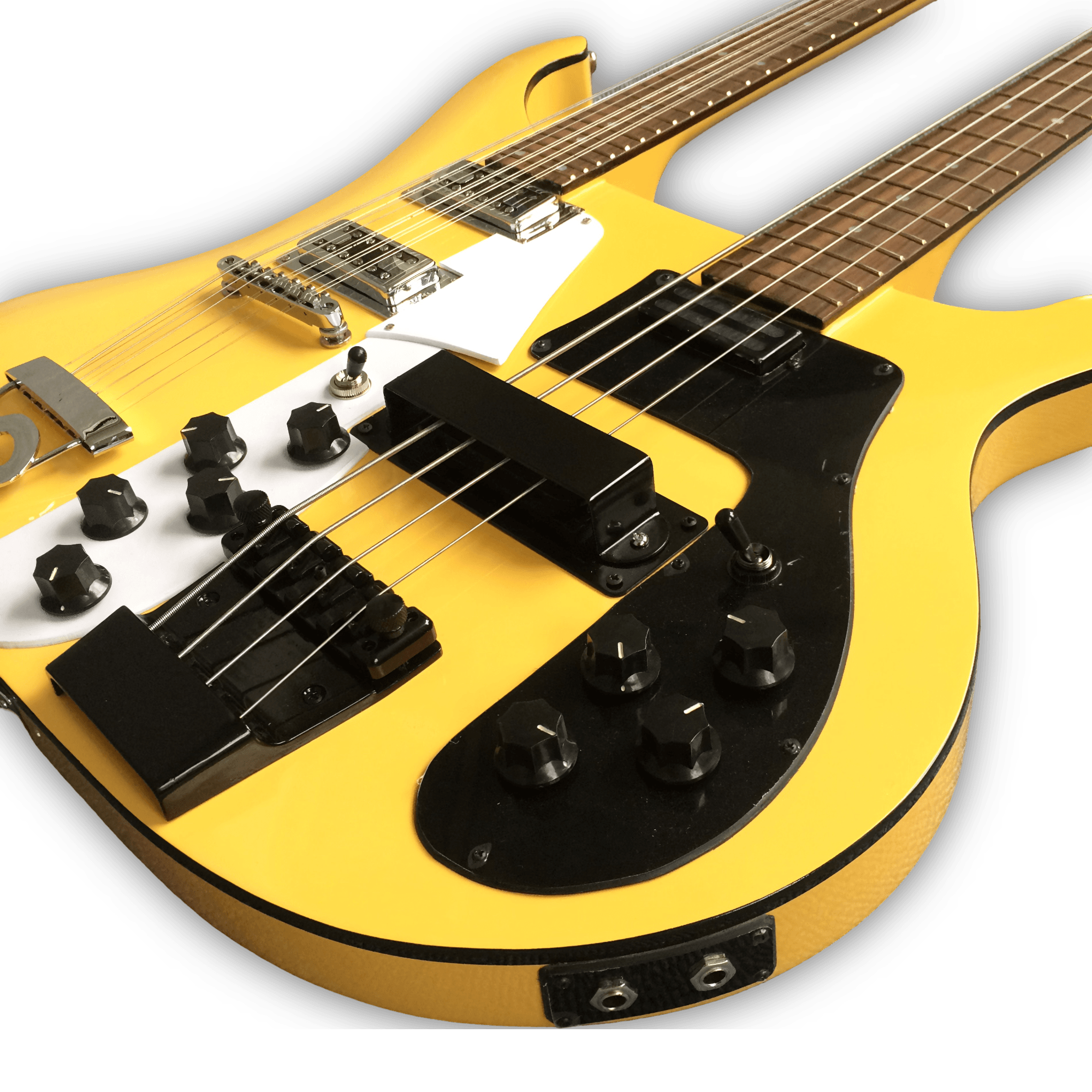 Custom Made Double Neck Yellow 4080 Style 4 Strings Bass & 6 Strings Electric Guitar - Image 2
