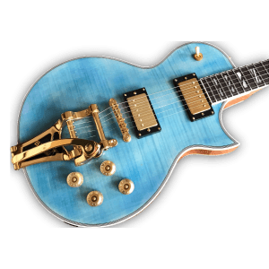 Custom Made Caribbean Blue Finish Flame Maple Top 6 Strings LP Style Electric Guitar - Image 3