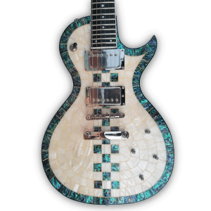 Custom Made Ring Chess Pearl Font Electric Guitar