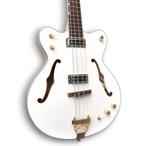 Custom Made Double Cutaway White Falcon Hollow Body Style 4 Strings Electric Bass