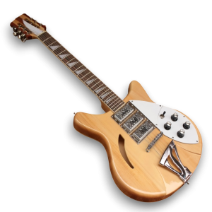 Custom Made Semi-Hollow 370 12 Style Mapleglo Natural Wood 6 String Electric Guitar
