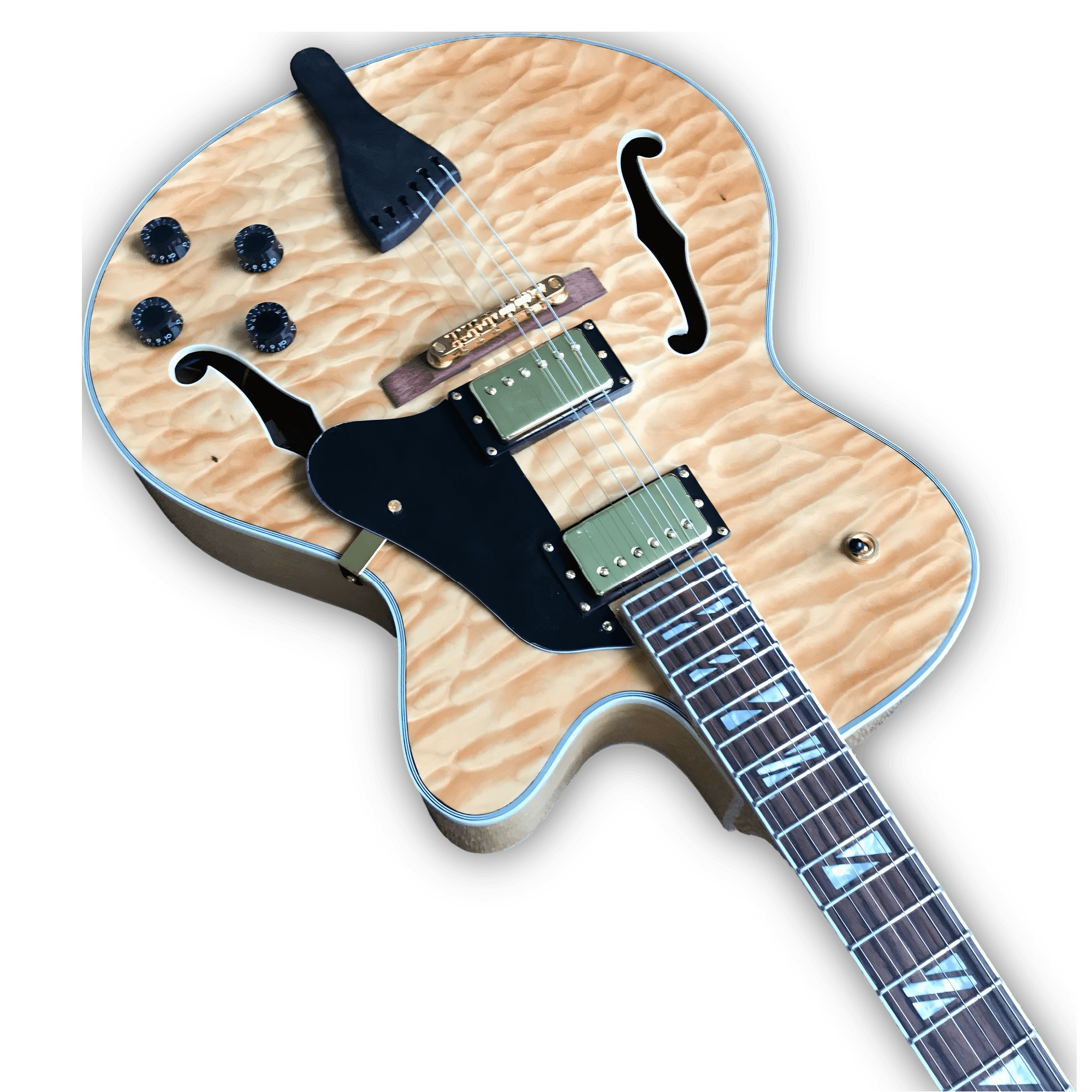 Custom Made Quilted Maple Top Natural Finish Style 6 Strings Electric Guitar - Image 3