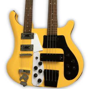 Custom Made Yellow Double Neck 4080 Style 4 Strings Bass & 6 Strings Electric Guitar