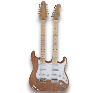 Custom Made Strat Style Natural Alder Wood Cream Double Neck 6 Strings 12 Strings Electric Guitar