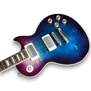 Custom Made Flame Maple Top 6 Strings LP Style Blueberry Burst Electric Guitar - Image 3