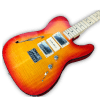 Custom Made Cherry Burst Flame Maple Top Tele Thinline Style 6 Strings Electric Guitar