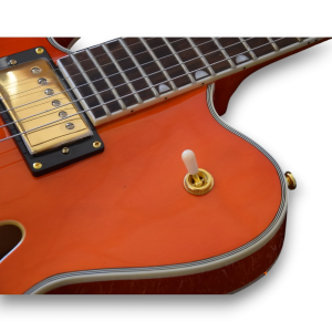 Custom Made Archtop Orange Chicke Tele Style Left Handed 6 Strings Electric Guitar - Image 3