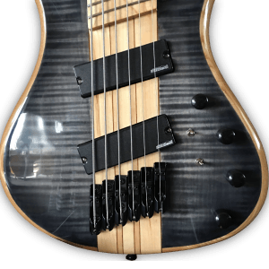 Custom Made Neck-Through-Body Patriot Style Fanned Frets Flame Maple Top 6 Strings Electric Bass - Image 3