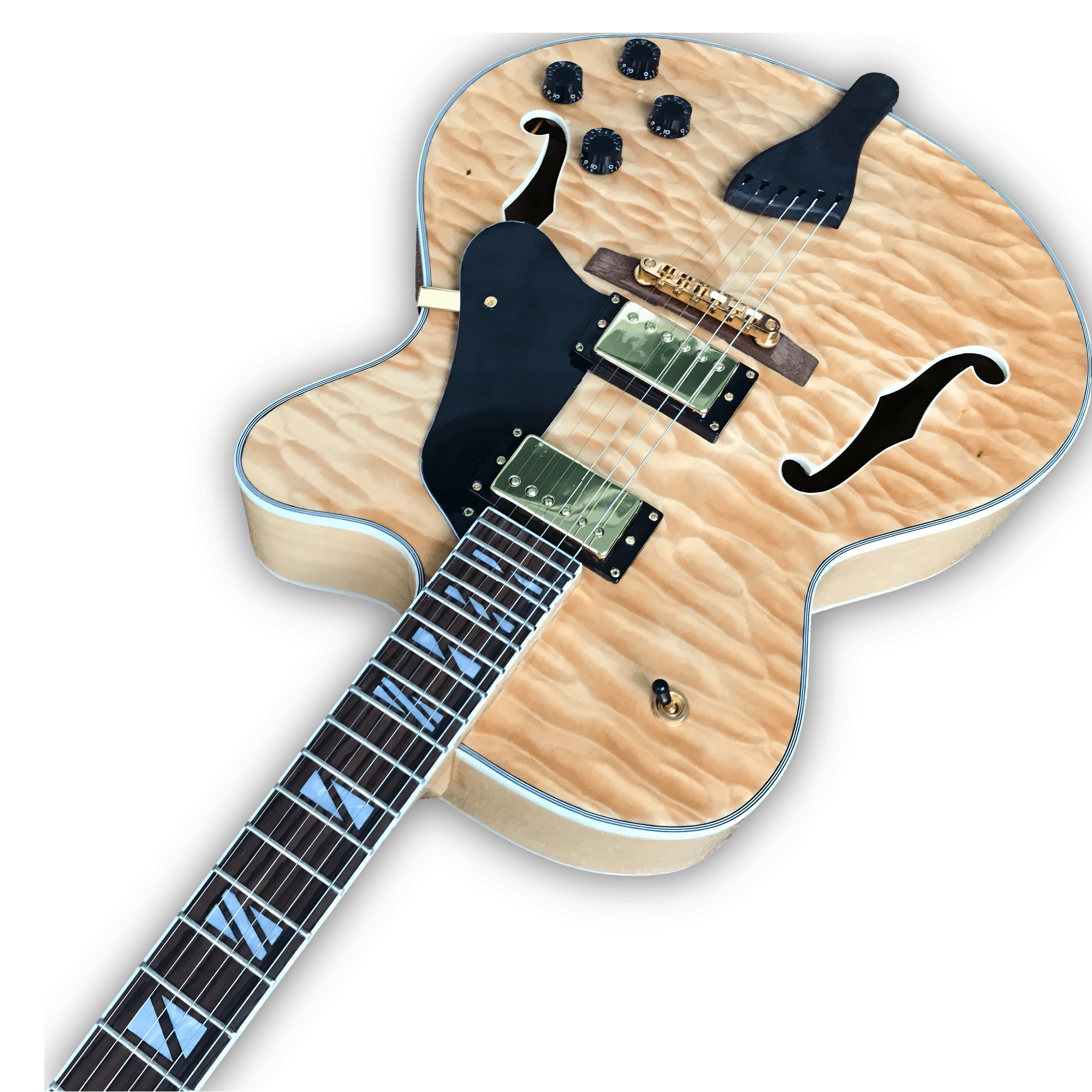 Custom Made Quilted Maple Top Natural Finish Style 6 Strings Electric Guitar - Image 4