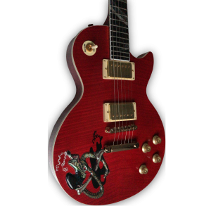 Custom Made Snake Inlay Red Flame Maple Top Slash Snakepit LP Style Electric Guitar - Image 2