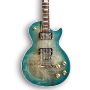 Custom Made Caribbean Blue Fade LP Flame Maple Top Style Electric Guitar 6 Strings