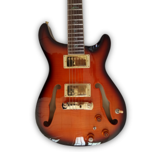 Custom Made Sunburst Hollowbody Piezo Style 6 Strings Electric Guitar - Image 2