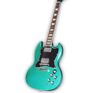Custom Made Metallic Teal Green Doubles Cutaway SG Style 6 Strings Electric Guitar