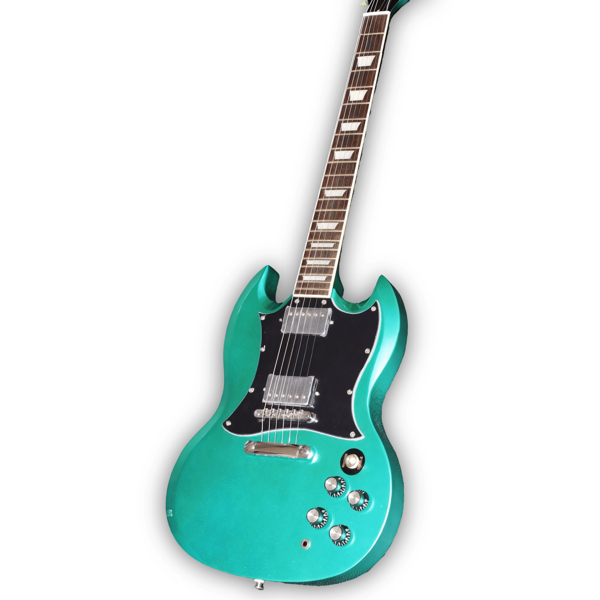 Custom Made Metallic Teal Green Doubles Cutaway SG Style 6 Strings Electric Guitar