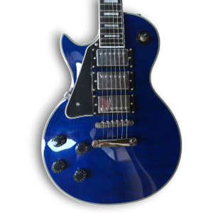 Custom Made Left Handed Flame Maple Top Midnight Blue LP Style 6 Strings Electric Guitar