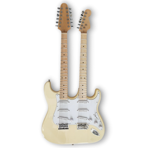 Custom Made Yngwie Malmsteen Strat Style Yellow Cream Double Neck 6 Strings 12 Strings Electric Guitar