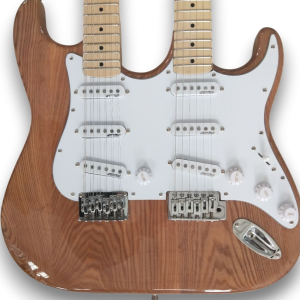 Custom Made Strat Style Natural Alder Wood Cream Double Neck 6 Strings 12 Strings Electric Guitar - Image 2