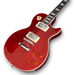 Custom Made LP Style Cherry Red Flame Maple Top Electric Guitar - Image 2