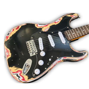 Custom Made Aged Heavy Black Relic Strat Style Electric Guitar - Image 2