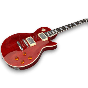 Custom Made LP Style Cherry Red Flame Maple Top Electric Guitar - Image 3