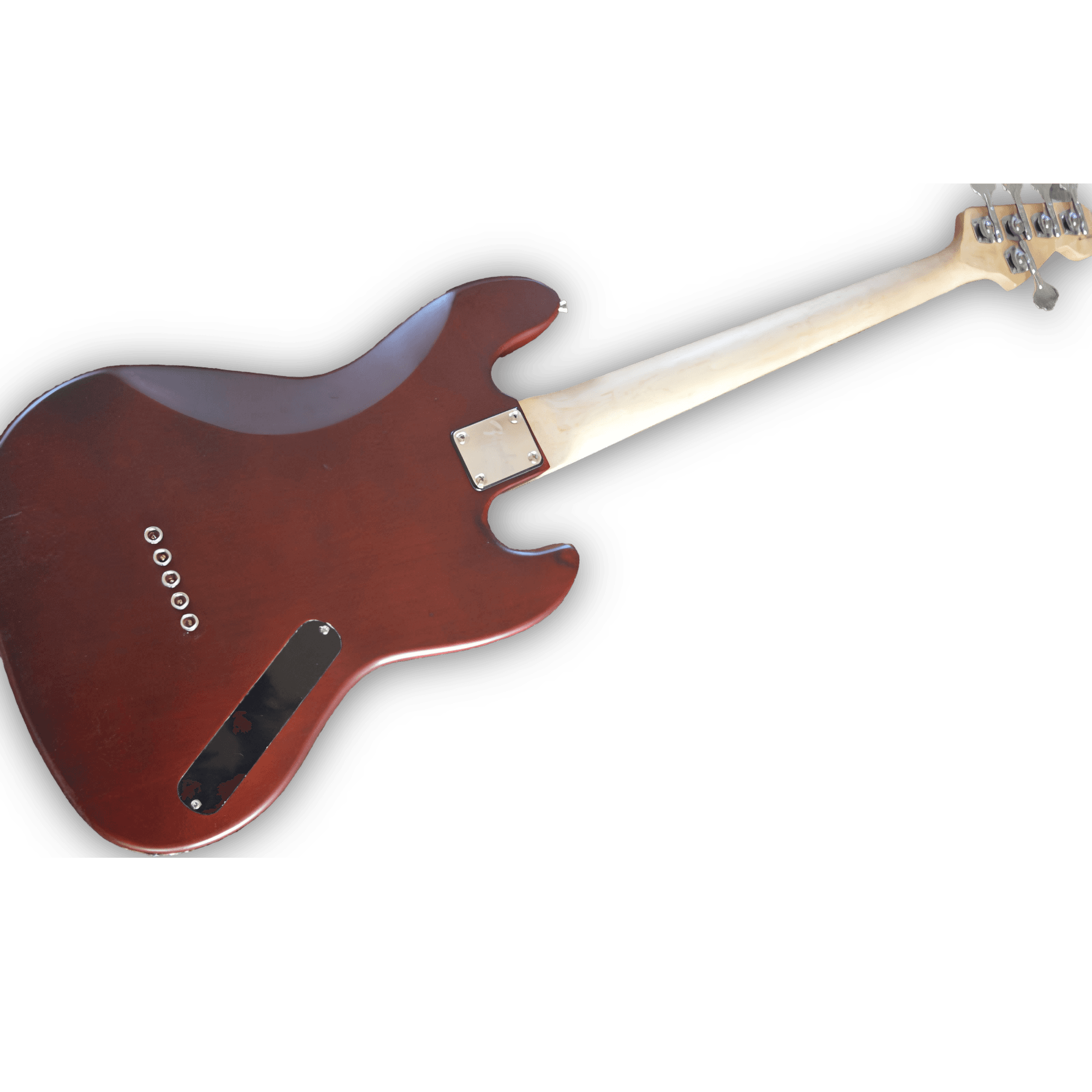 Custom Made Jazz Style Left Handed Red Natural Wood Finish 5 Strings Bass - Image 3